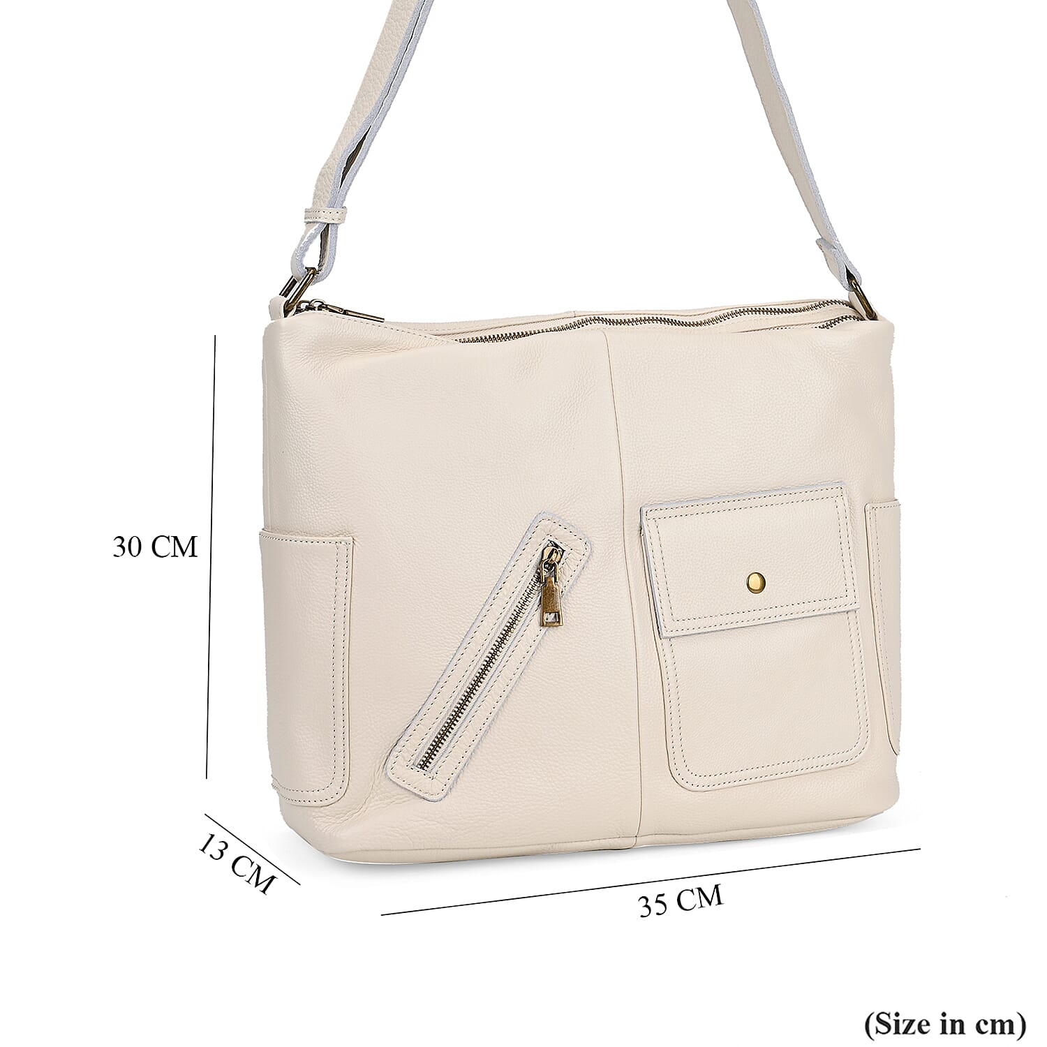 Genuine Leather Sumptuous Crossbody Bag - Cream