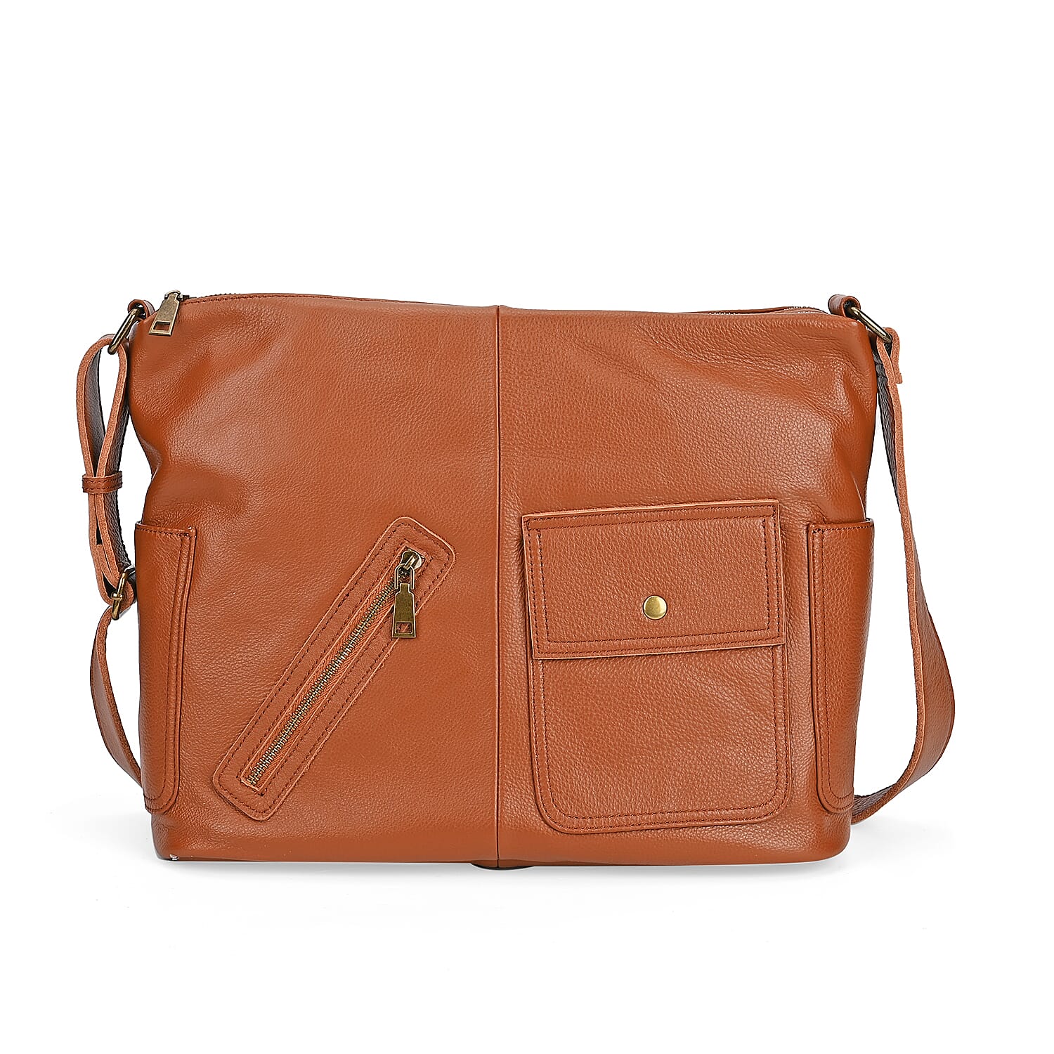 Genuine Leather Sumptuous Crossbody Bag - Tan