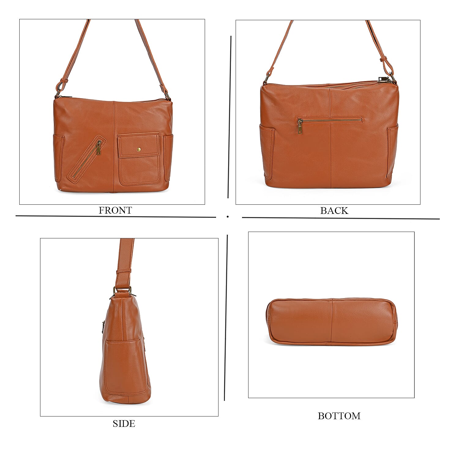 Genuine Leather Sumptuous Crossbody Bag - Tan