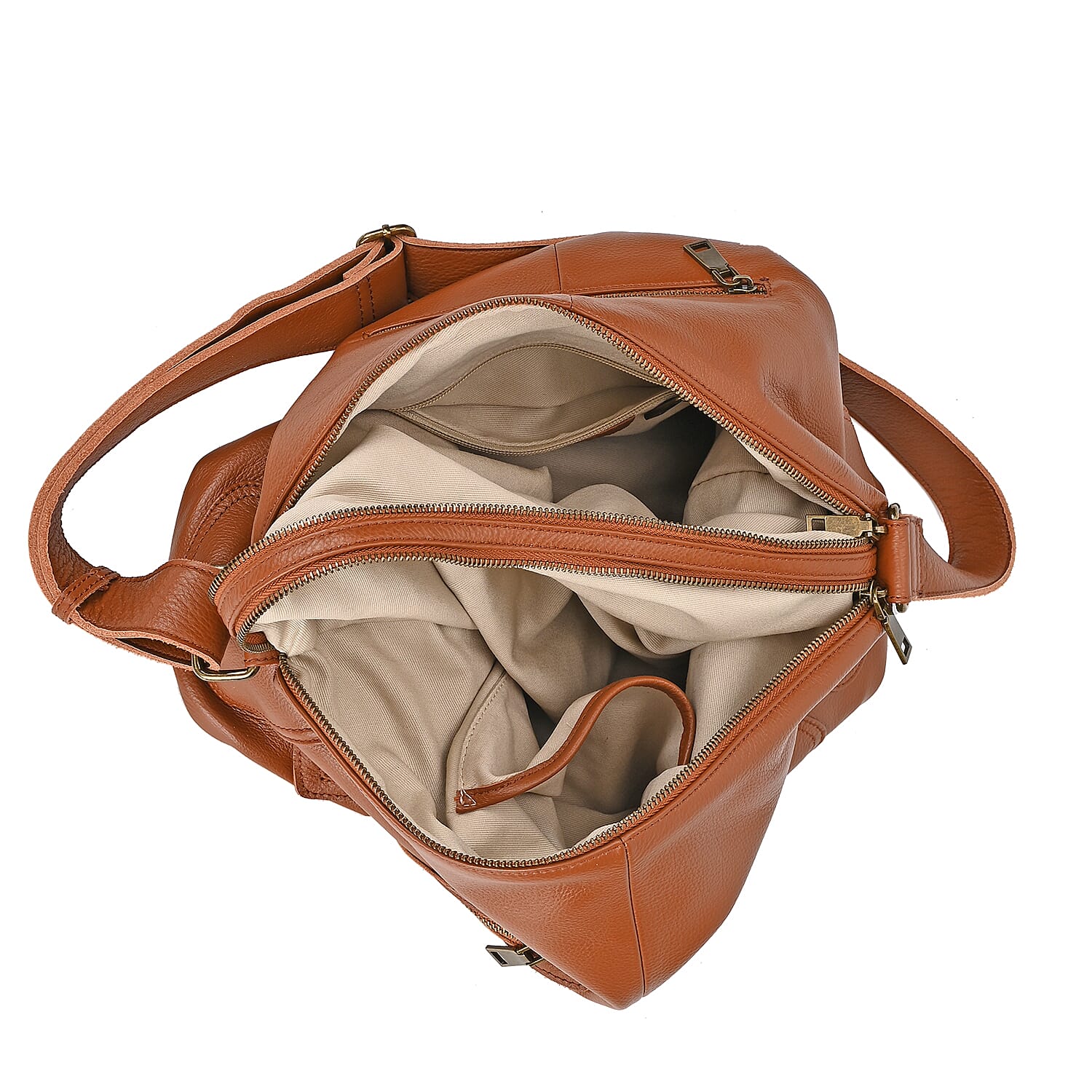 Genuine Leather Sumptuous Crossbody Bag - Tan