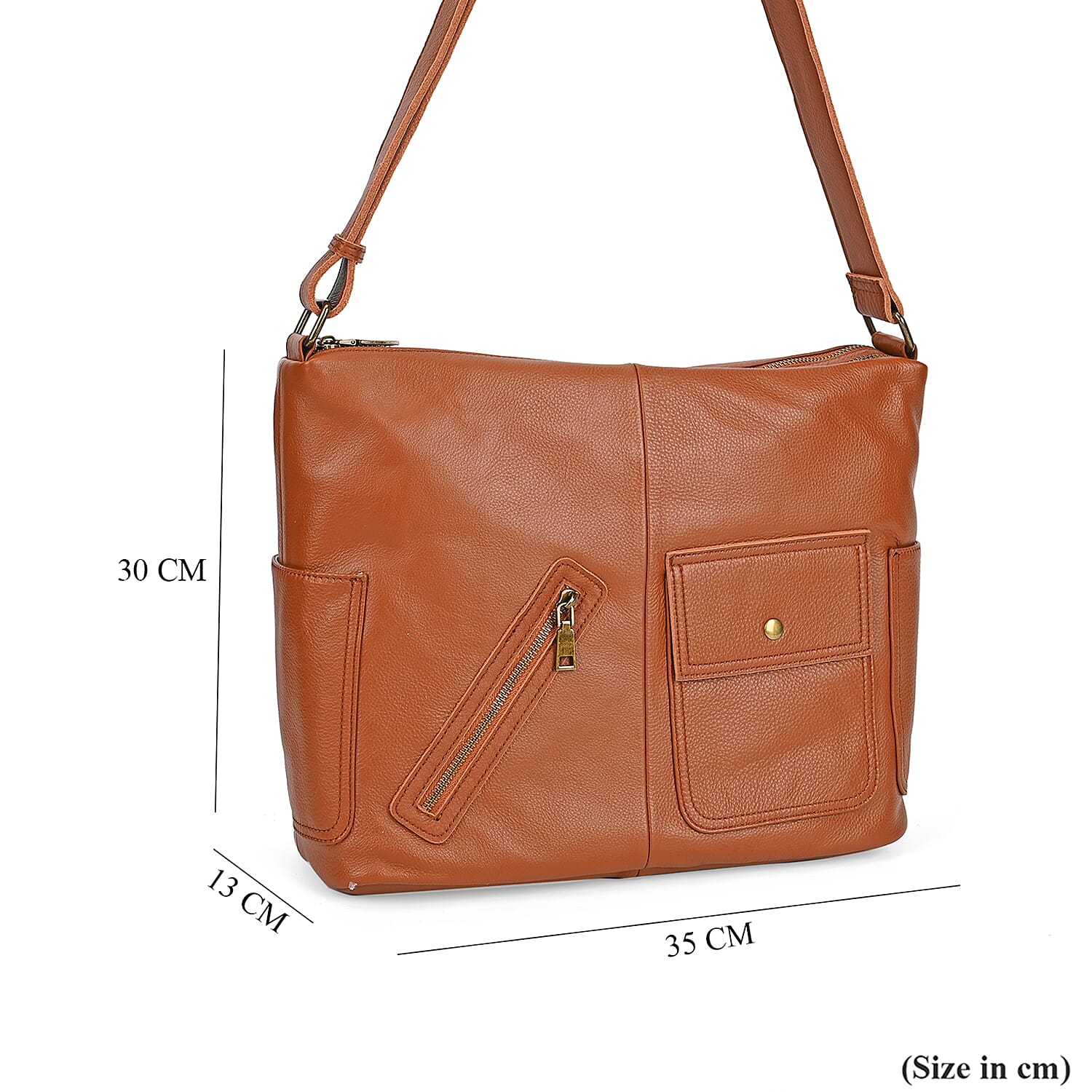 Genuine Leather Sumptuous Crossbody Bag - Tan