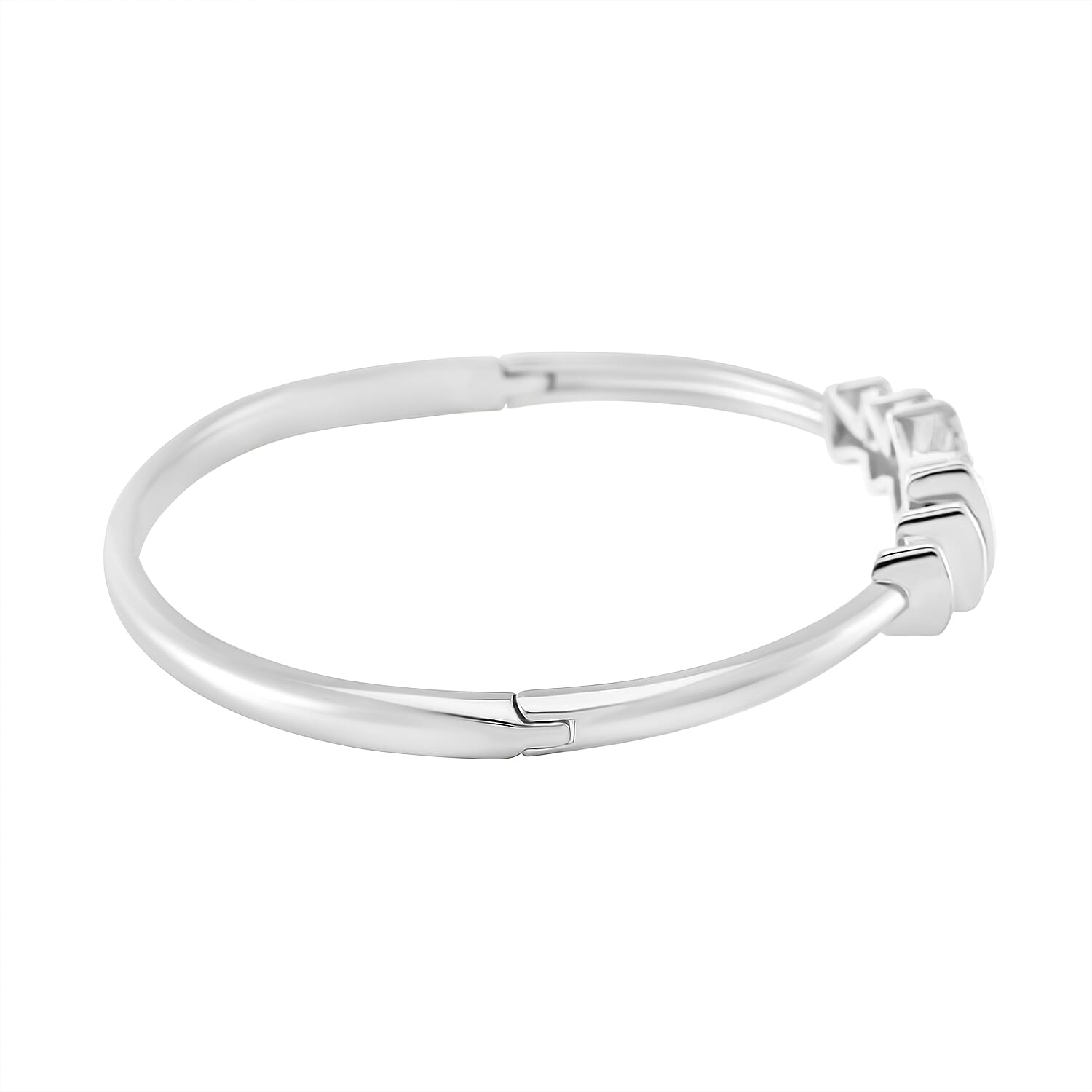 Designer Inspired White Cubic Zirconia Ballerina Bangle  (Size 7.5)