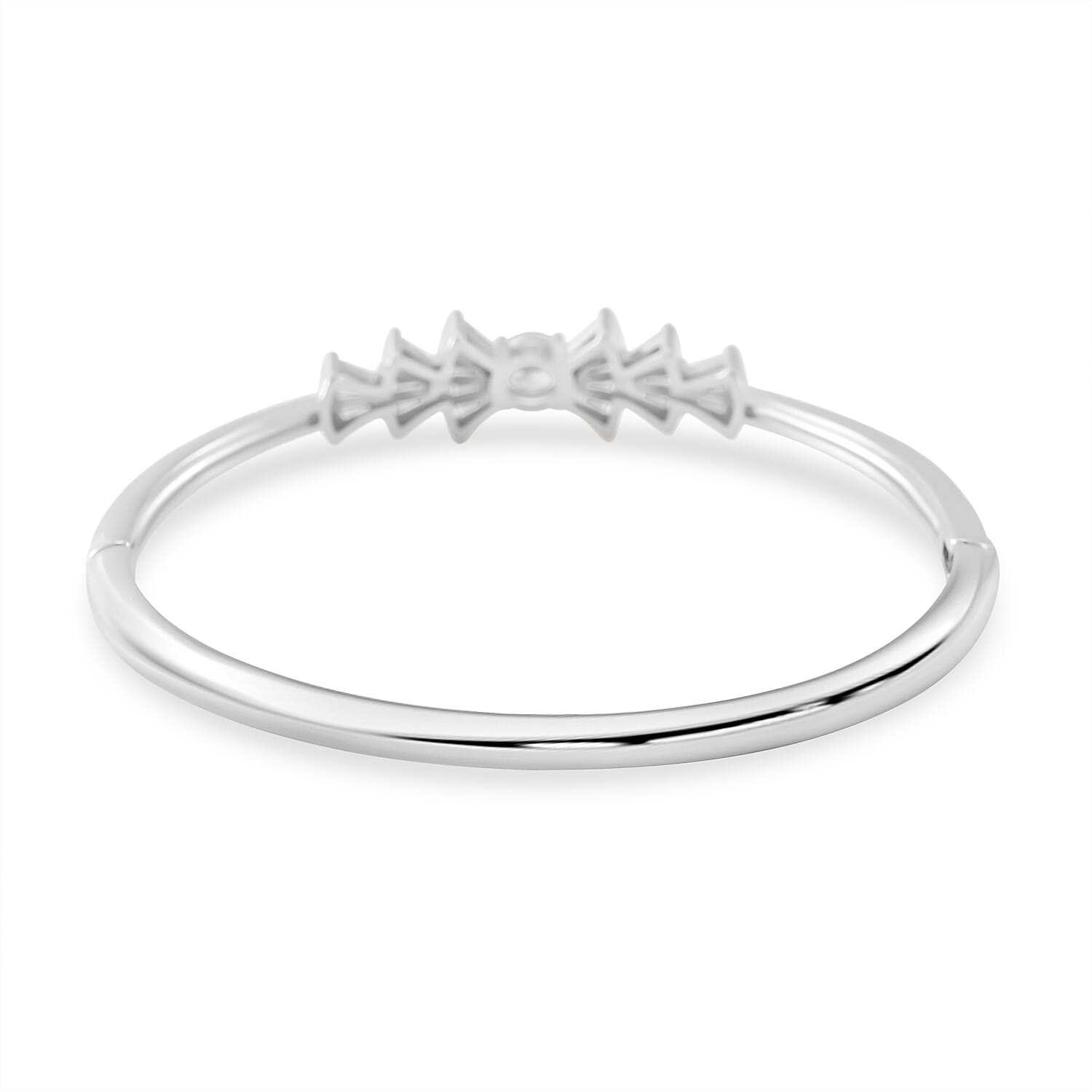 Designer Inspired White Cubic Zirconia Ballerina Bangle  (Size 7.5)