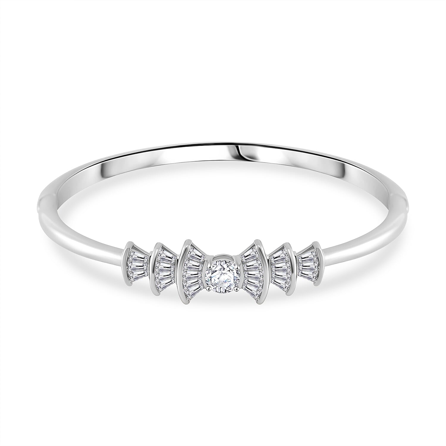Designer Inspired White Cubic Zirconia Ballerina Bangle  (Size 7.5)