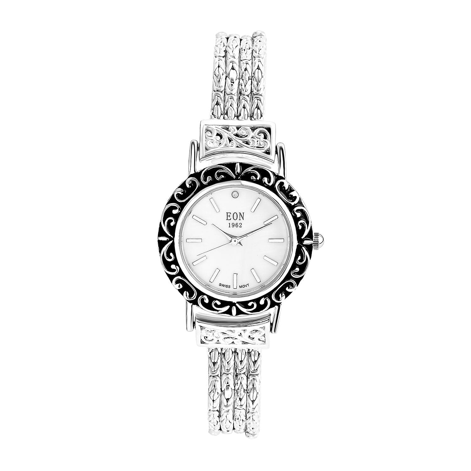 Royal Bali Collection Sterling Silver Bracelet Watch (Size - 7.5), Silver Wt. 35.98 Gms.