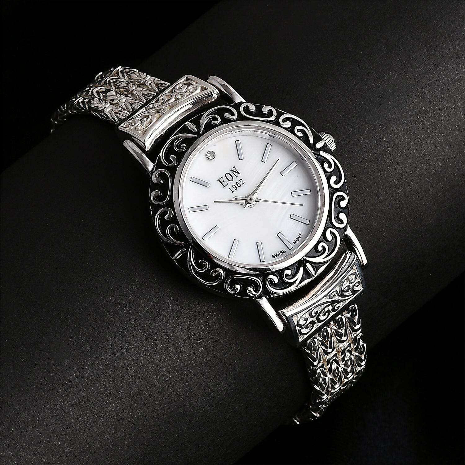 Royal Bali Collection Sterling Silver Bracelet Watch (Size - 7.5), Silver Wt. 35.98 Gms.