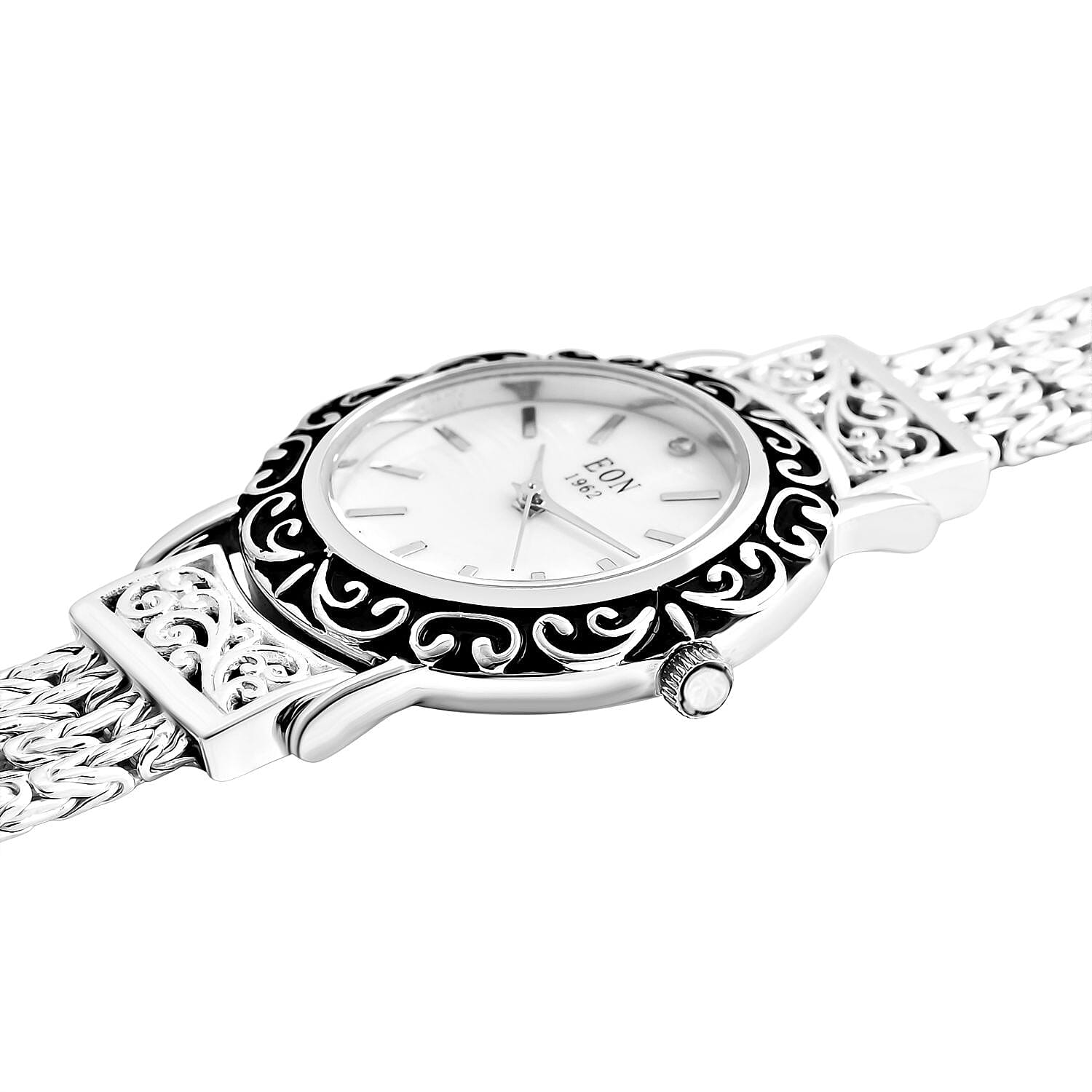 Royal Bali Collection Sterling Silver Bracelet Watch (Size - 7.5), Silver Wt. 35.98 Gms.