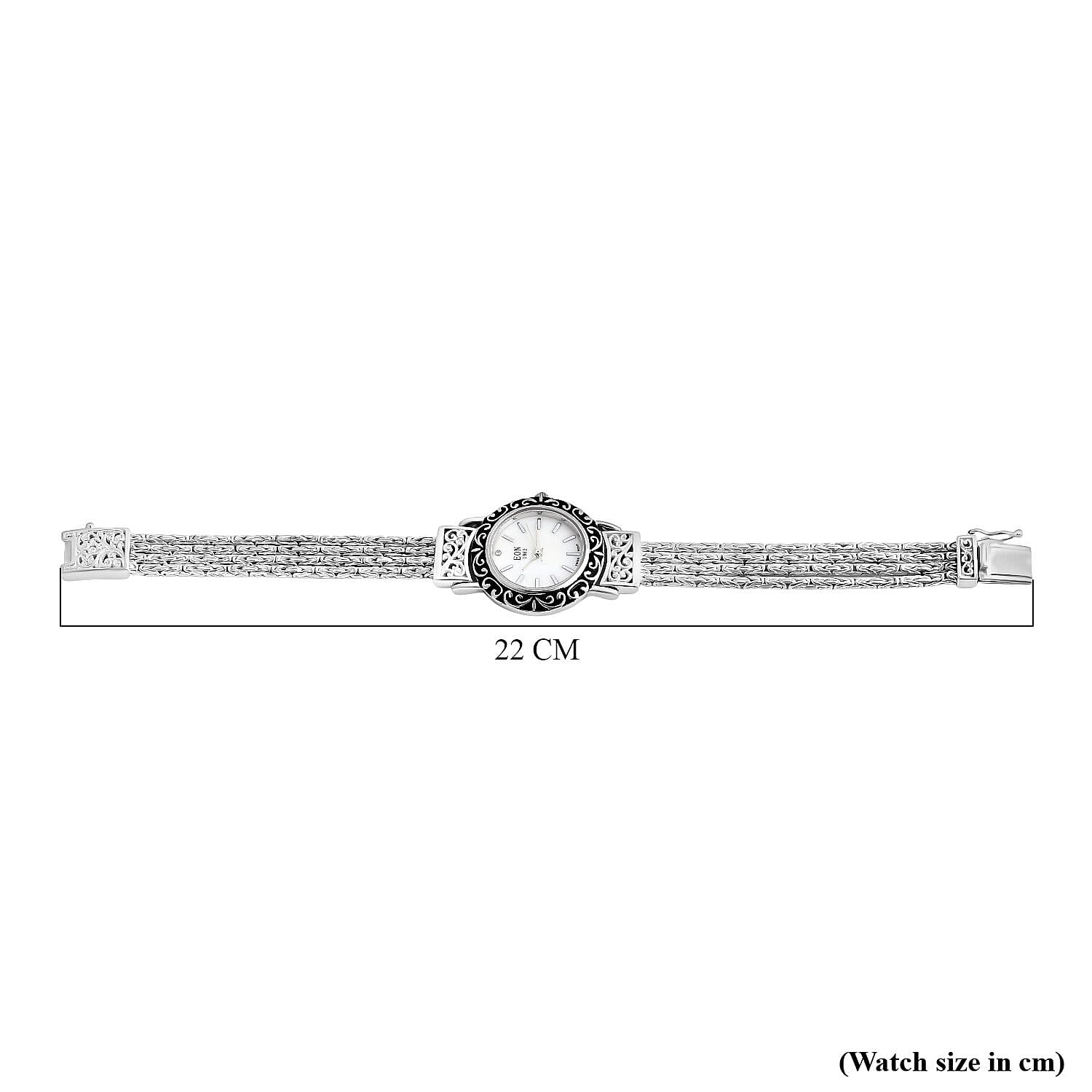 Royal Bali Collection Sterling Silver Bracelet Watch (Size - 7.5), Silver Wt. 35.98 Gms.