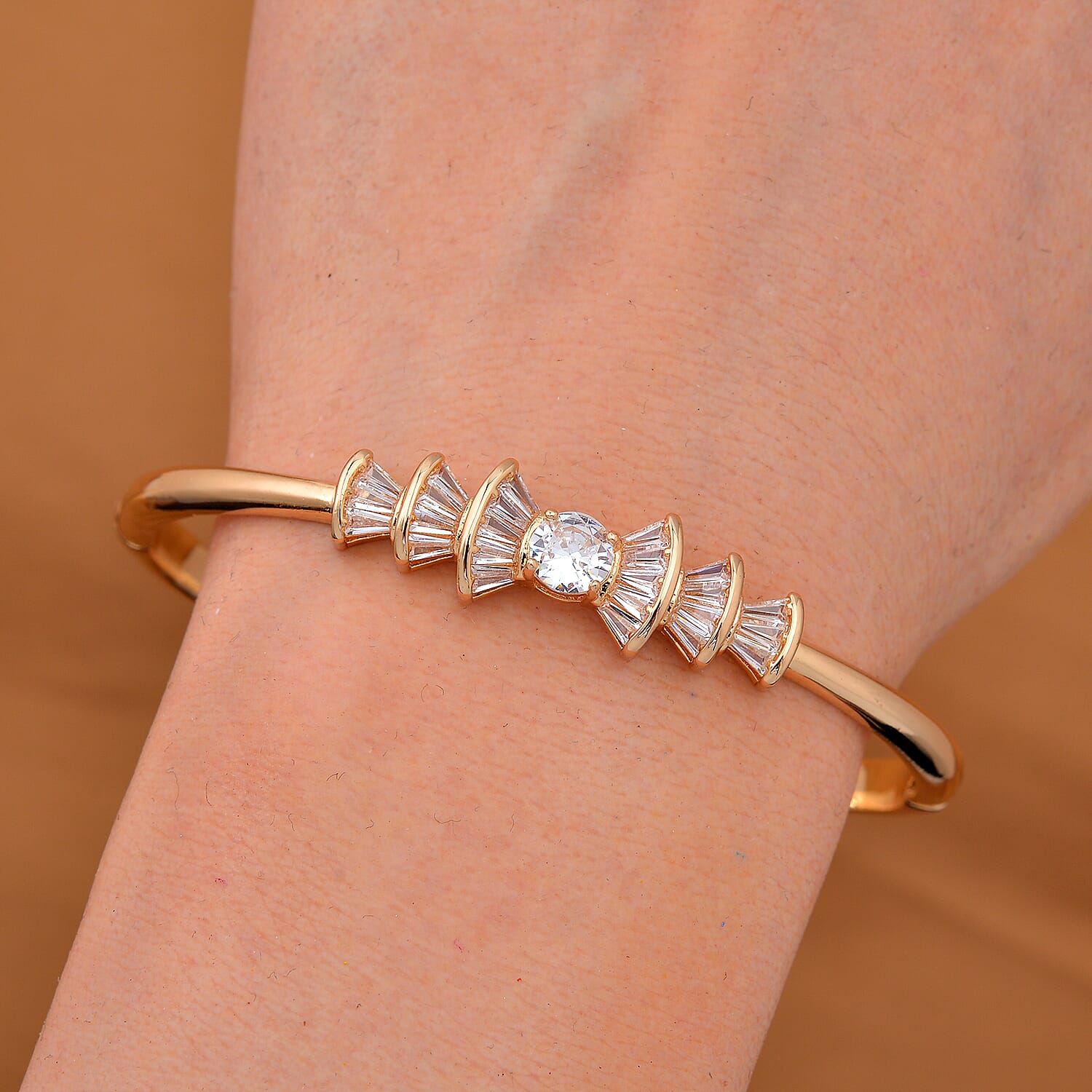 Designer Inspired White Cubic Zirconia Ballerina Bangle (Size 7.5)