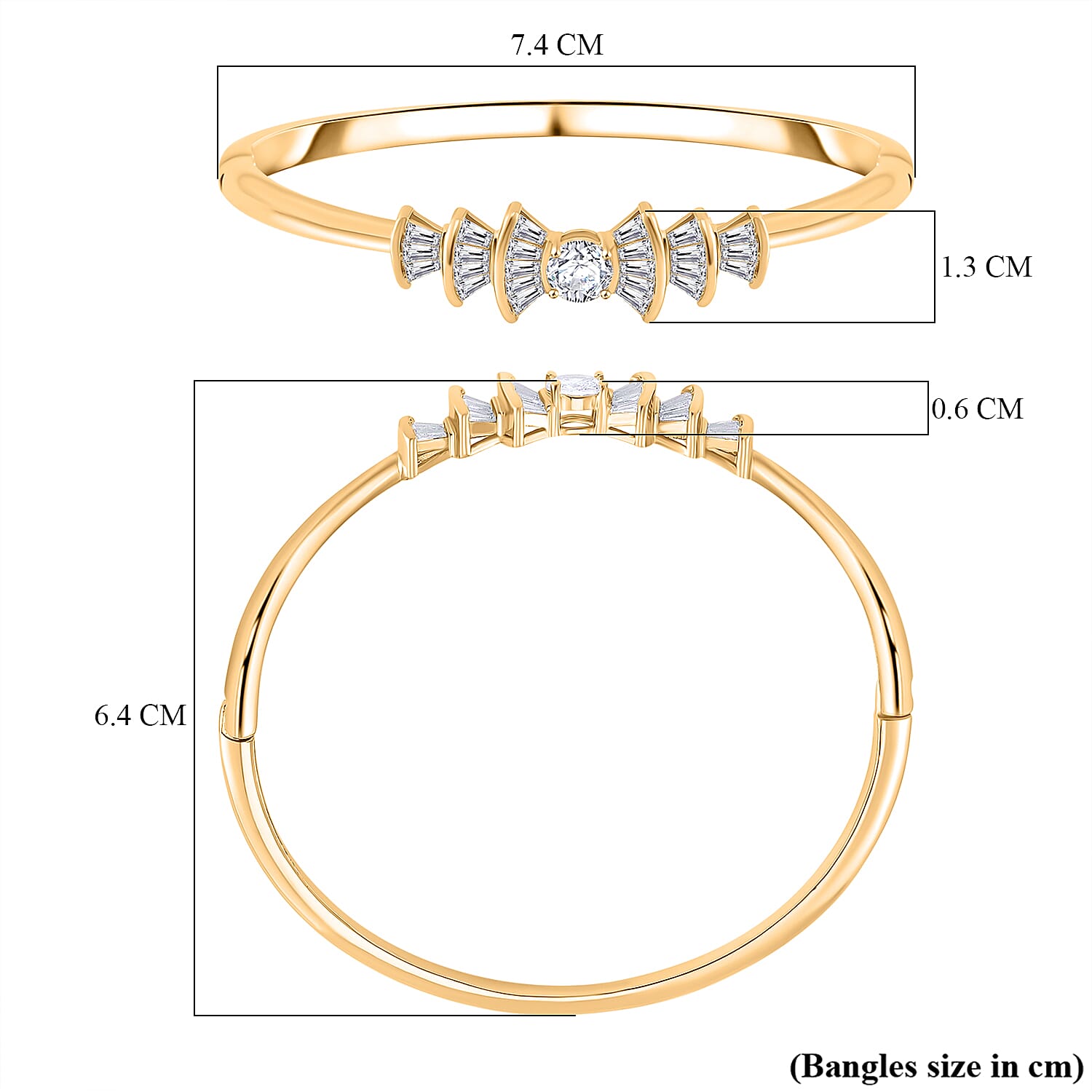 Designer Inspired White Cubic Zirconia Ballerina Bangle (Size 7.5)