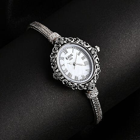 Royal Bali Collection Sterling Silver Tulangnaga Chain Bracelet Watch (Size - 8.5), Silver Wt. 16.80 Gms.