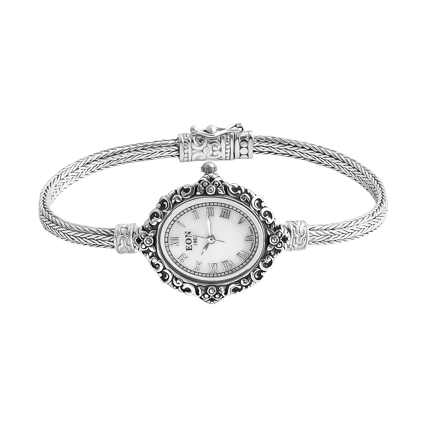 Royal Bali Collection Sterling Silver Tulangnaga Chain Bracelet Watch (Size - 8), Silver Wt. 15.84 Gms.