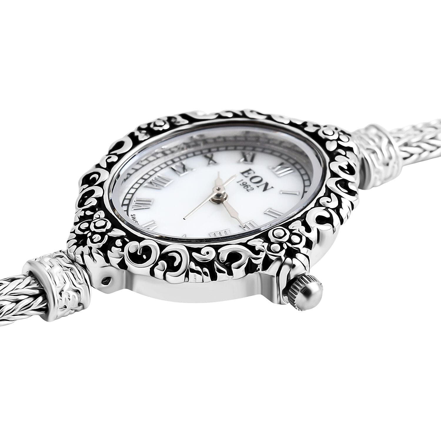 Royal Bali Collection Sterling Silver Tulangnaga Chain Bracelet Watch (Size - 8), Silver Wt. 15.84 Gms.
