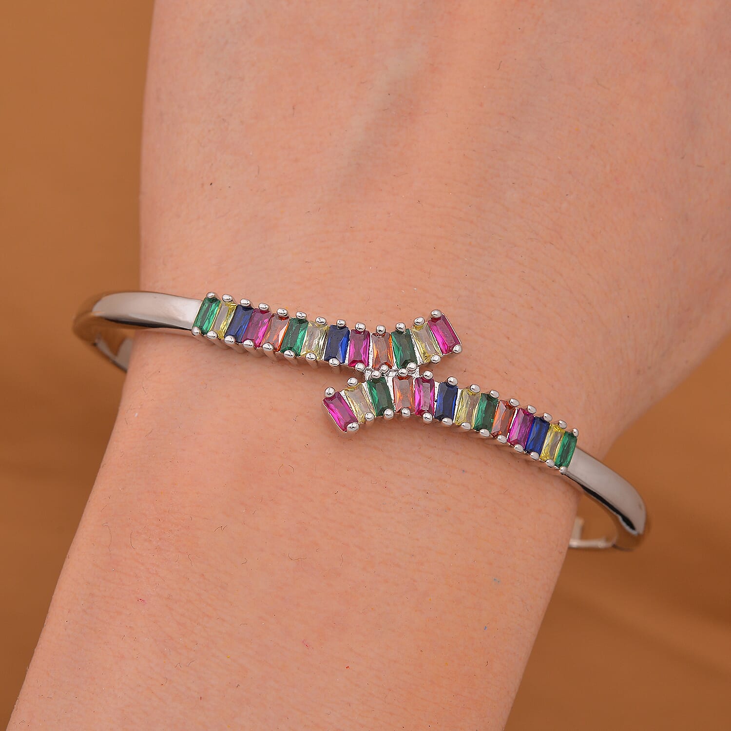 Multi Color Crystal  Bangle  (Size 7.5)