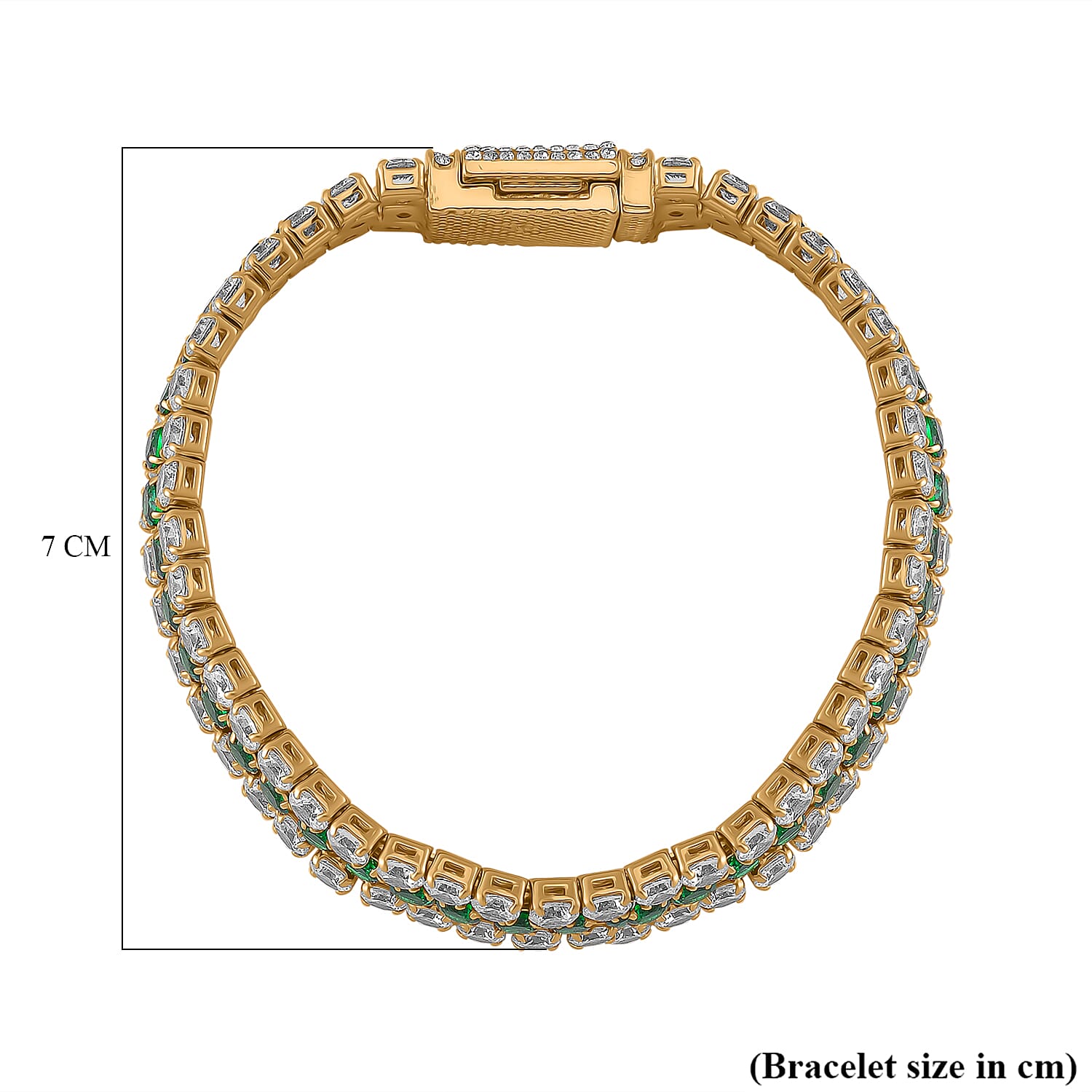 Green Cubic Zirconia, White Cubic Zirconia Bangle (Size 7.5)