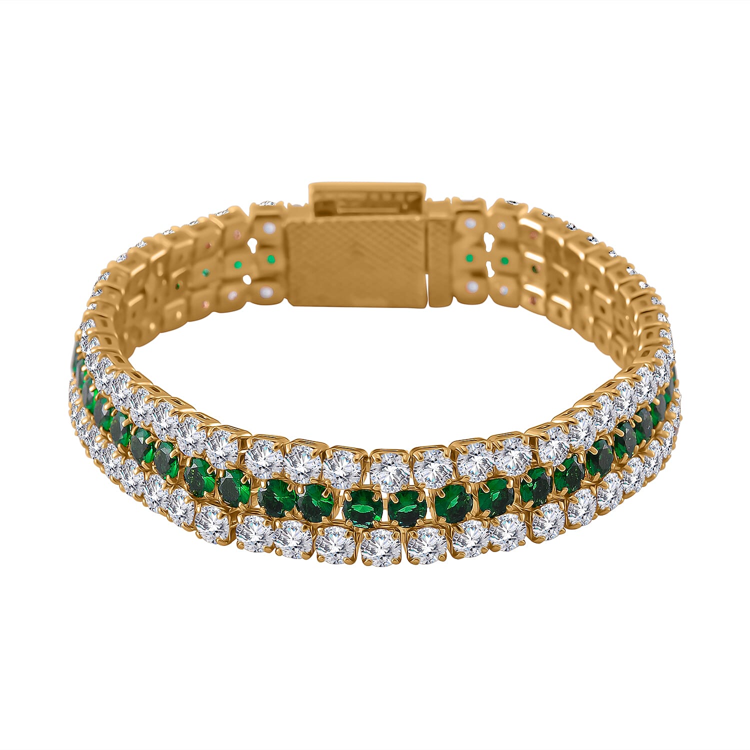 Green Cubic Zirconia, White Cubic Zirconia Bangle (Size 7.5)