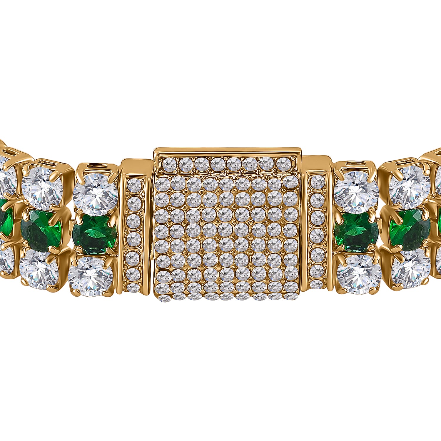 Green Cubic Zirconia, White Cubic Zirconia Bangle (Size 7.5)