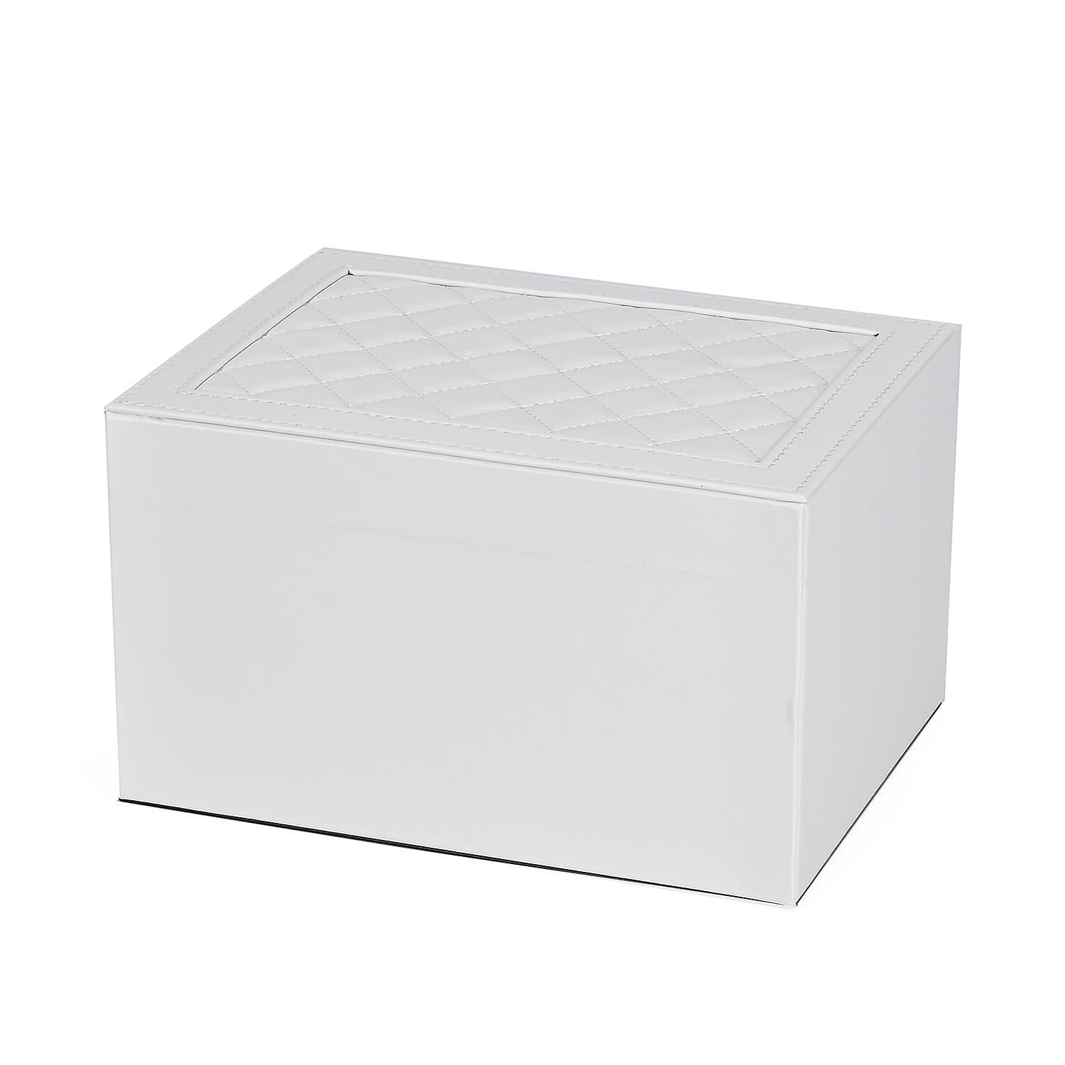 3 Layer Quilted Jewellery Box With Lock & Key - White