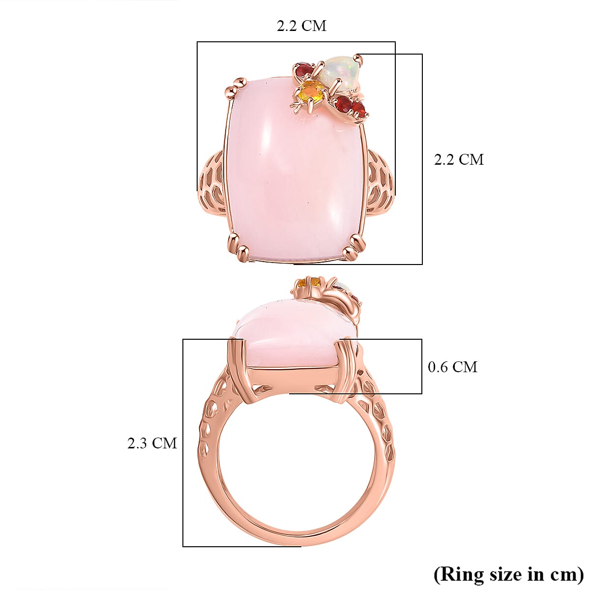 Gem Fiesta- Opal Opulence - Pink, Welo, Yellow & Fire Opal Solitaire Ring in 18K RG Vermeil Sterling Silver 10.36 ct, Silver Wt. 6 Gms
