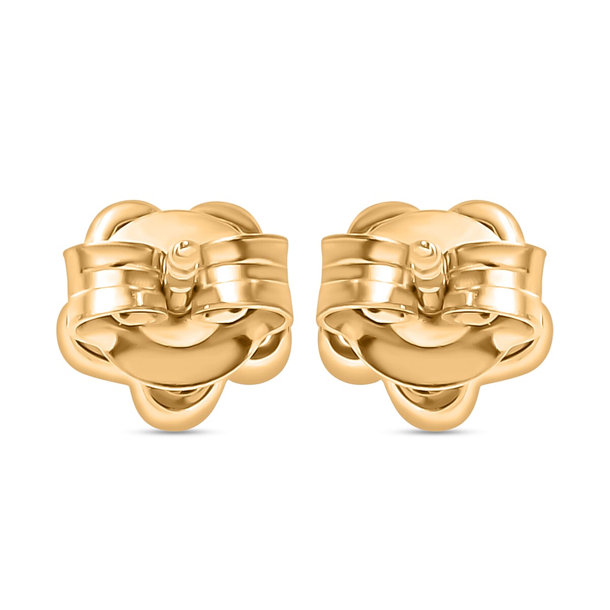 Spessartine Garnet, White Zircon Solitaire Stud With Push Back Earring in 18K Vermeil Yellow Gold Plate Sterling Silver