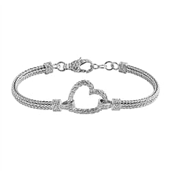 Royal Bali Collection Heart Bracelet With Lobster Clasp in Sterling Silver