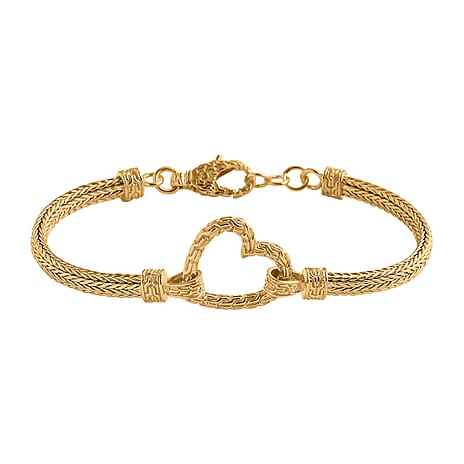 Royal Bali Collection - Heart Bracelet  With Lobster Clasp in 22K Vermeil Yellow Gold Plated Sterling Silver (Size - 8) 19.80 Gms.