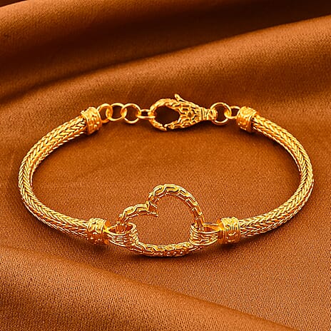Royal Bali Collection - Heart Bracelet  With Lobster Clasp in 22K Vermeil Yellow Gold Plated Sterling Silver (Size - 8) 19.80 Gms.