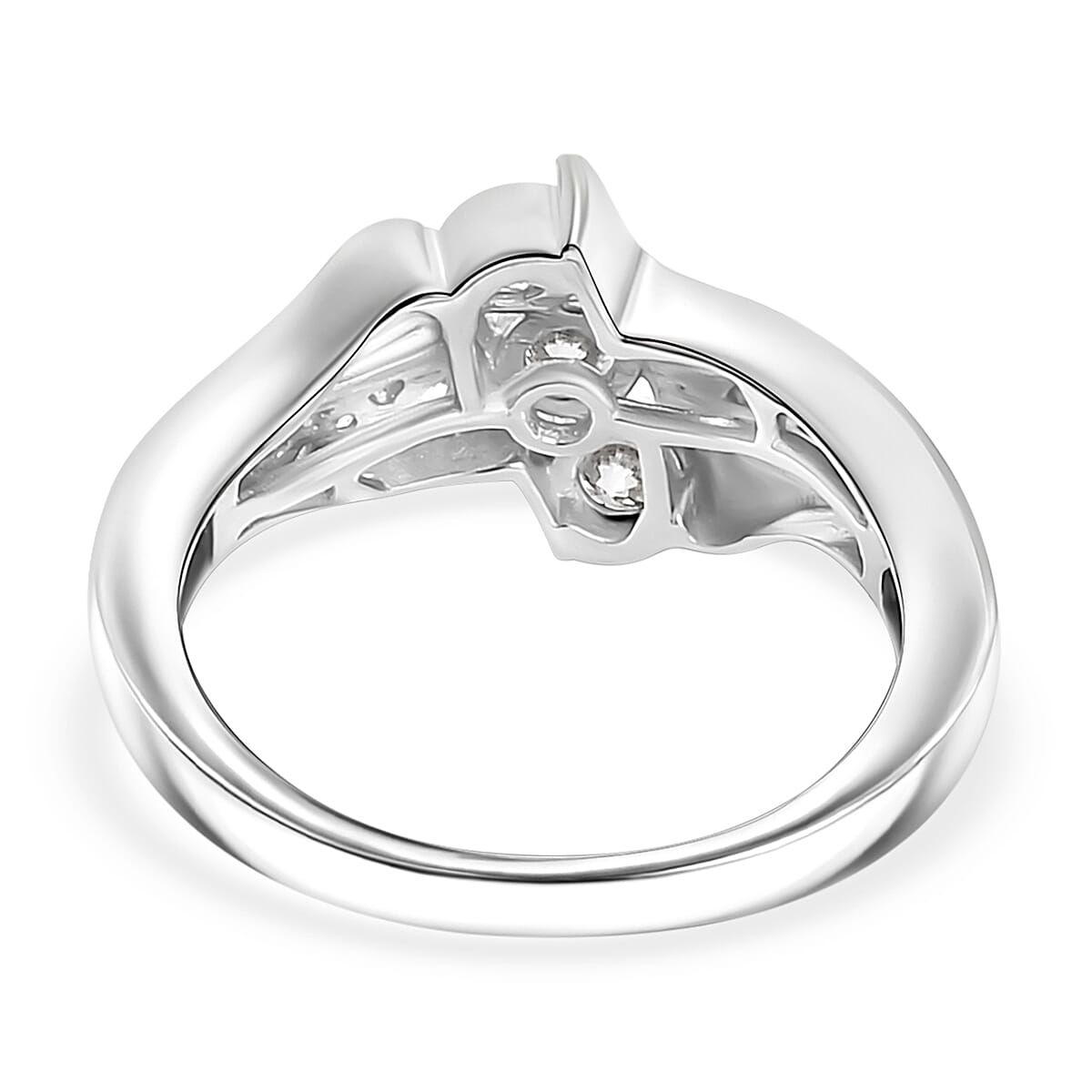 Moissanite Thunderbolt Trilogy Ring  in 18K Vermeil Yellow Gold Plated & Rodium. 0.81 Ct.