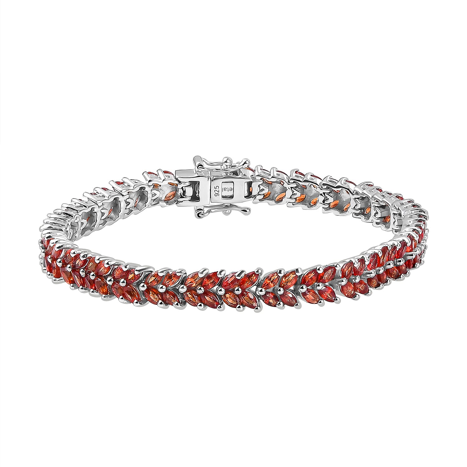 AAA Songea Sapphire  Bracelet (Size - 7) in rhodium Sterling Silver 12.80 ct,  Silver Wt. 15 Gms