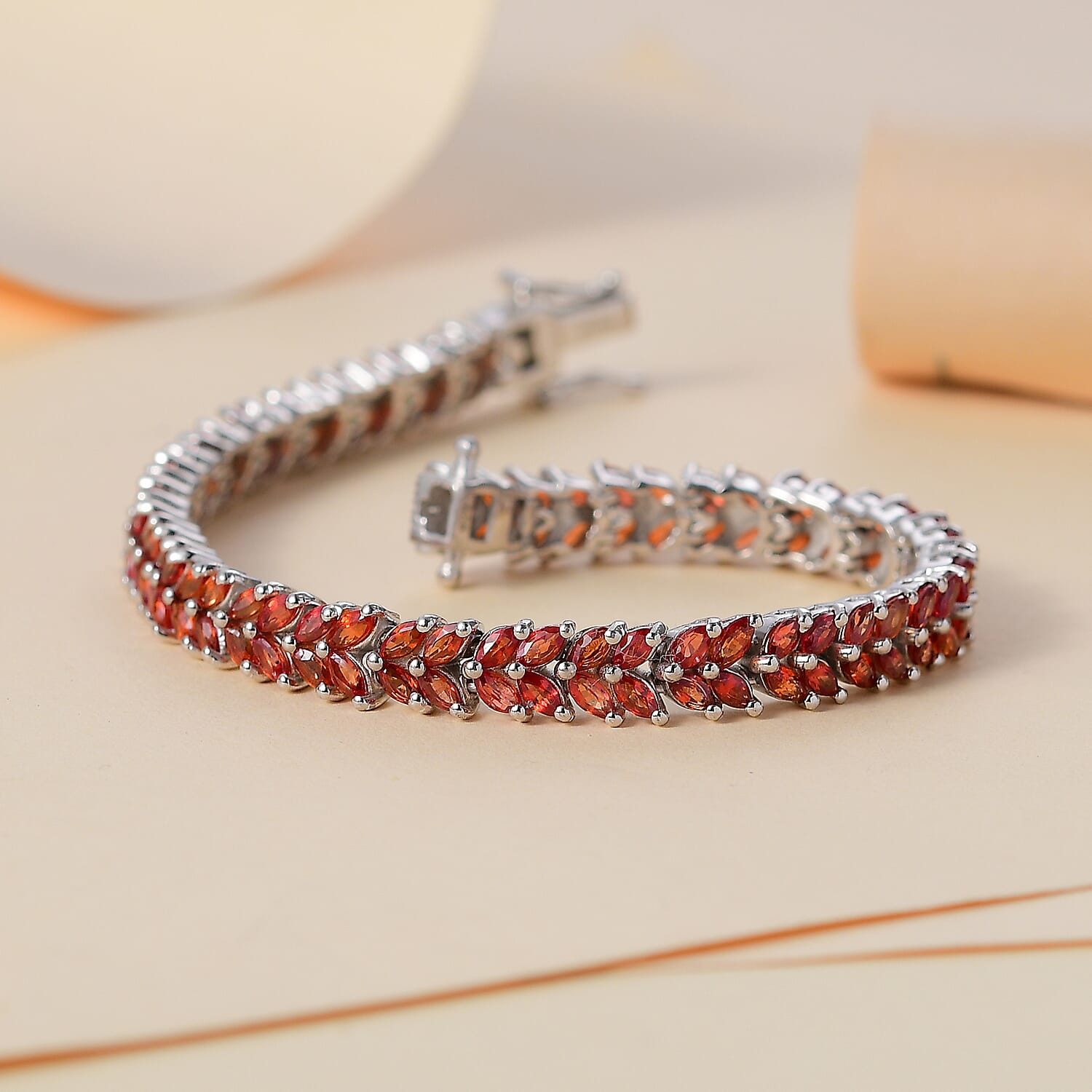 AAA Songea Sapphire  Bracelet (Size - 7) in rhodium Sterling Silver 12.80 ct,  Silver Wt. 15 Gms