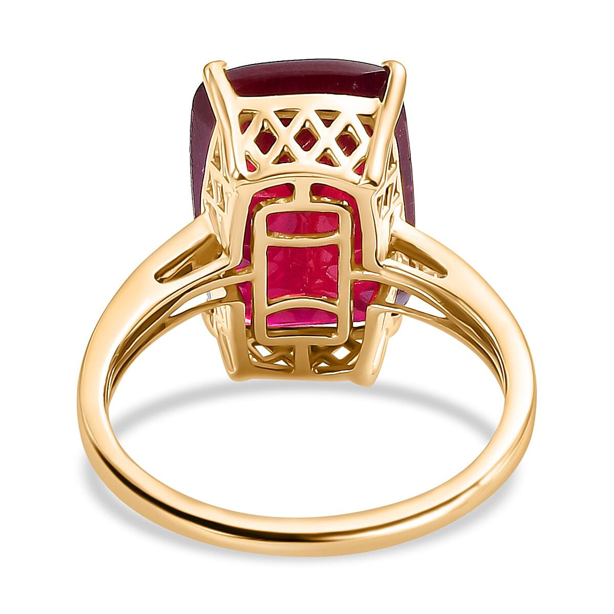 9K Yellow Gold AAA African Ruby, White Diamond Ring 10.55 Ct.