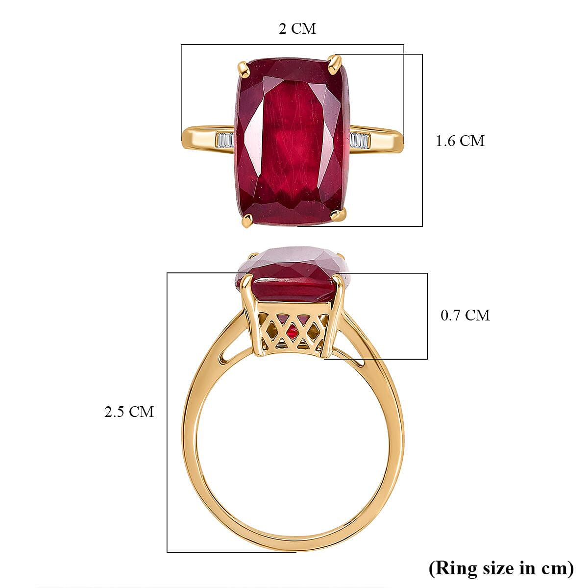 9K Yellow Gold AAA African Ruby, White Diamond Ring 10.55 Ct.