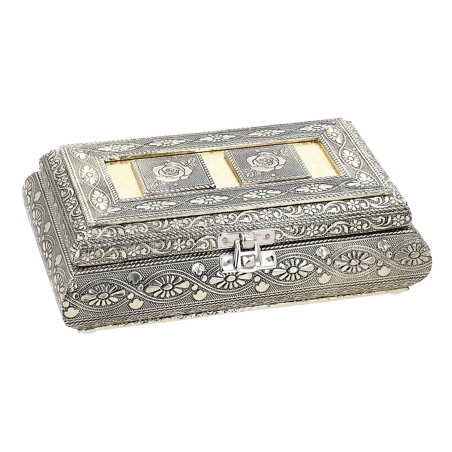 Handcrafted Oxidized Jewellery Storage Box (Size 19.7x12x7.3 cm) - Rose Gold