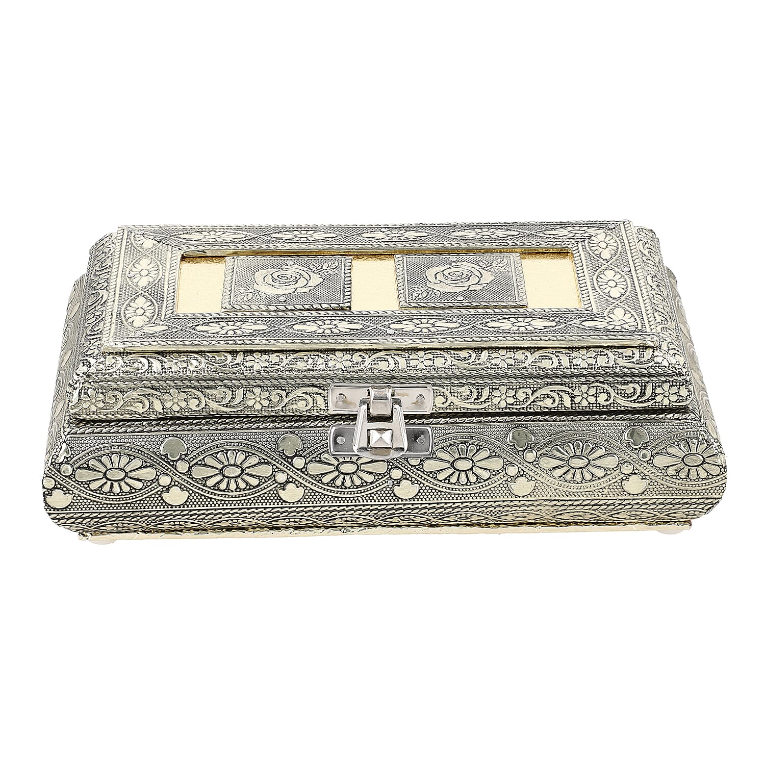 Handcrafted Oxidized Jewellery Storage Box (Size 19.7x12x7.3 cm) - Rose Gold