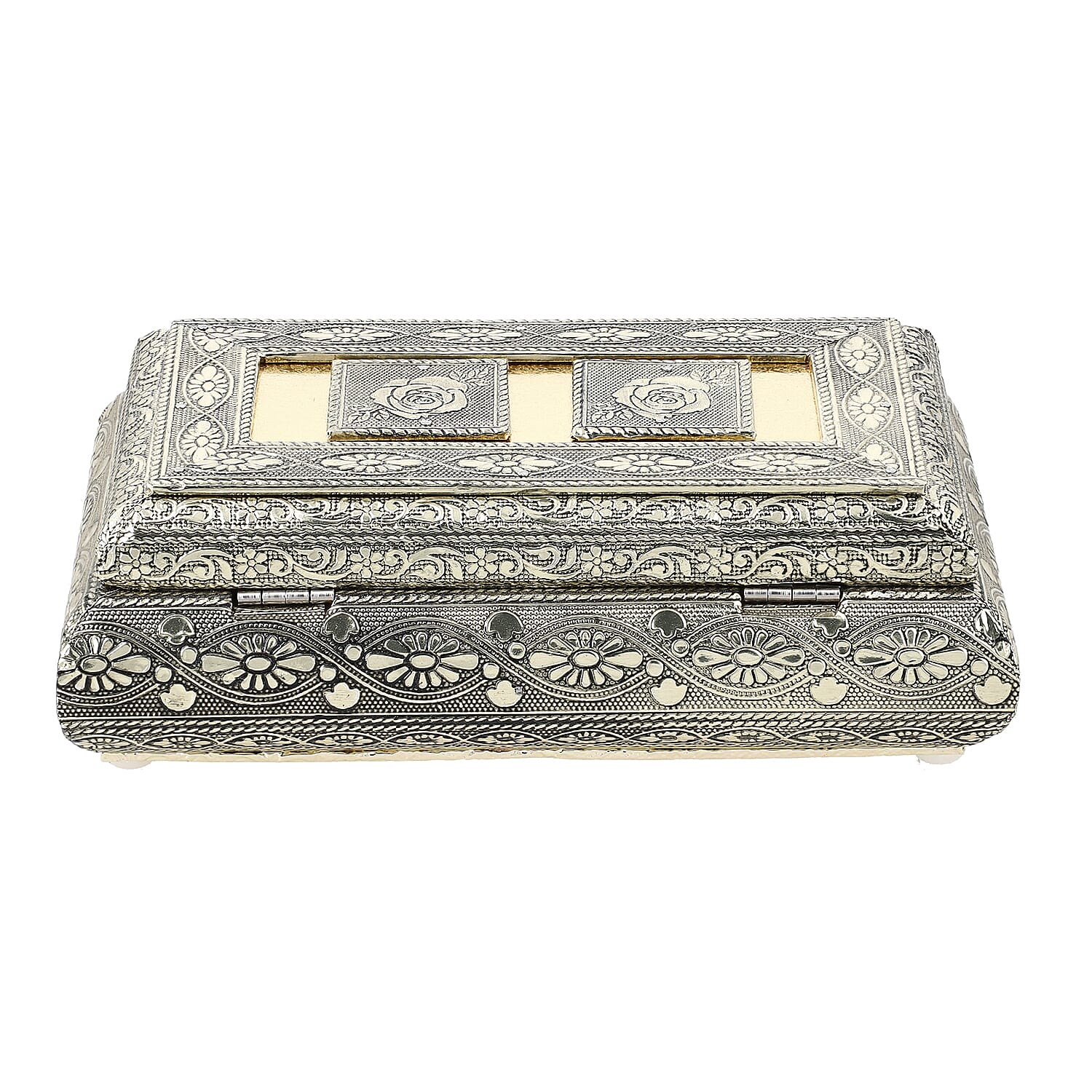 Handcrafted Oxidized Jewellery Storage Box (Size 19.7x12x7.3 cm) - Rose Gold