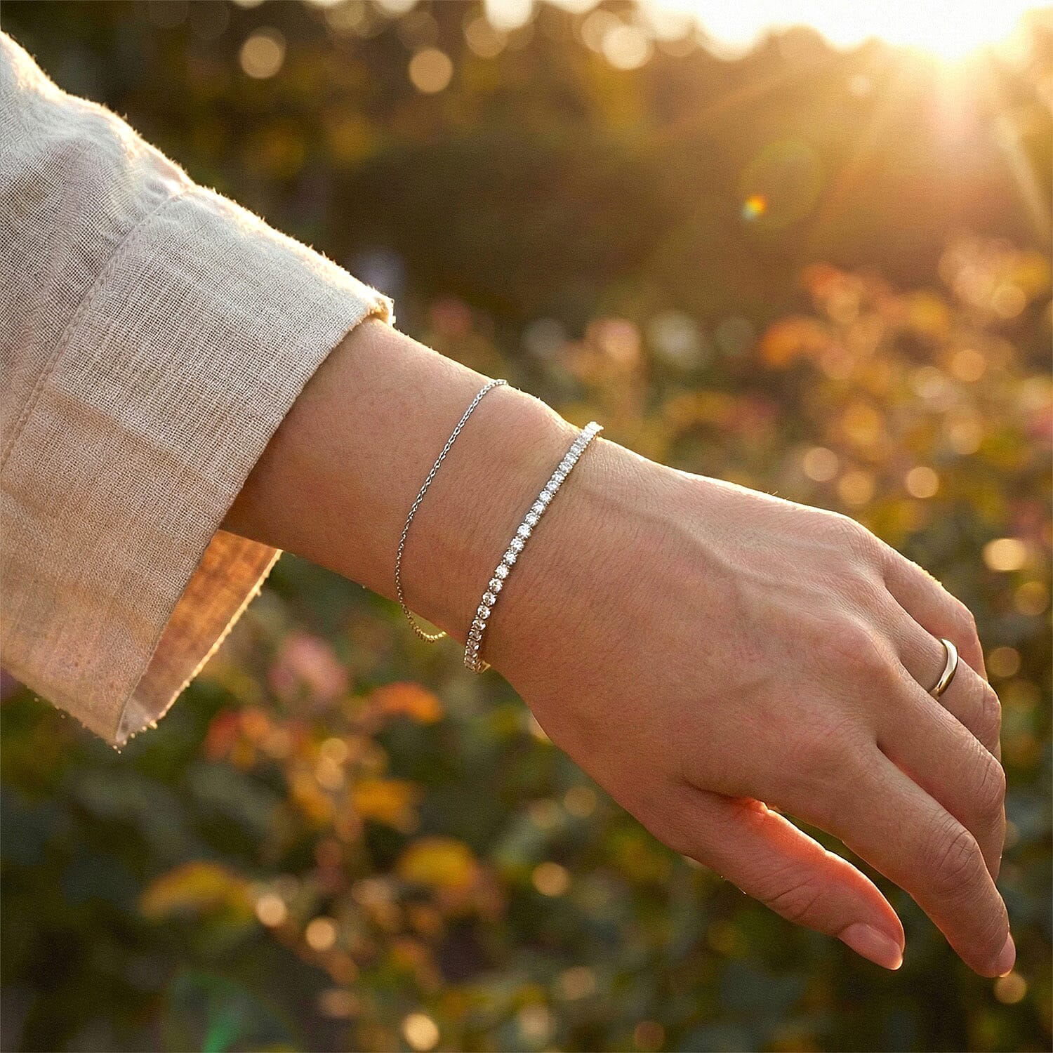 Moissanite Cluster Bracelet in Sterling Silver