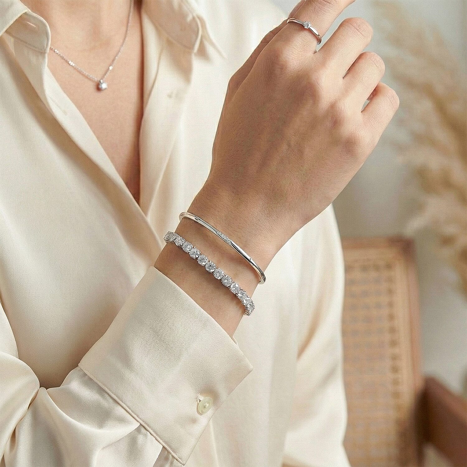 Moissanite Cluster Bracelet in Sterling Silver