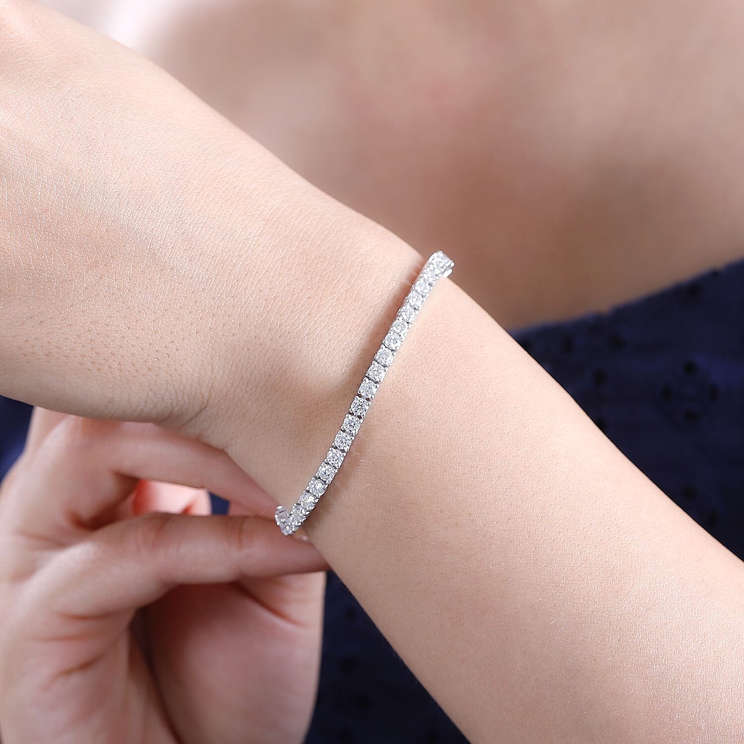 Moissanite Cluster Bracelet in Sterling Silver