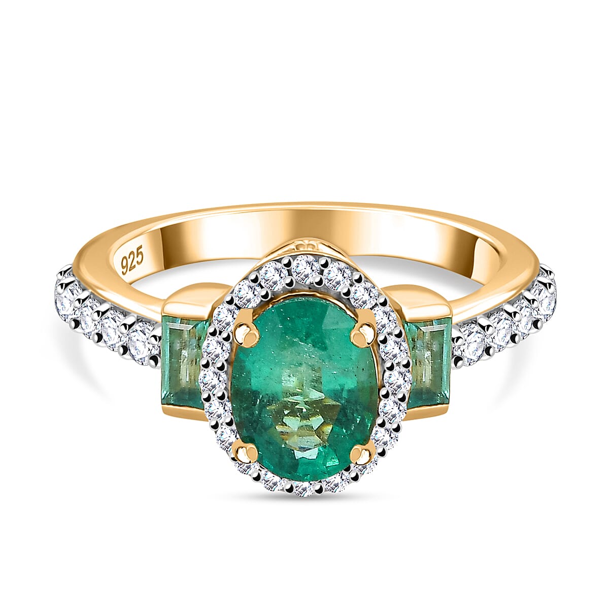18K VERMEIL YELLOW GOLD PLATED Zambian Emerald                        OVAL Ring Ct 2.05.