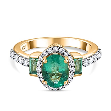 18K VERMEIL YELLOW GOLD PLATED Zambian Emerald                        OVAL Ring Ct 2.05.