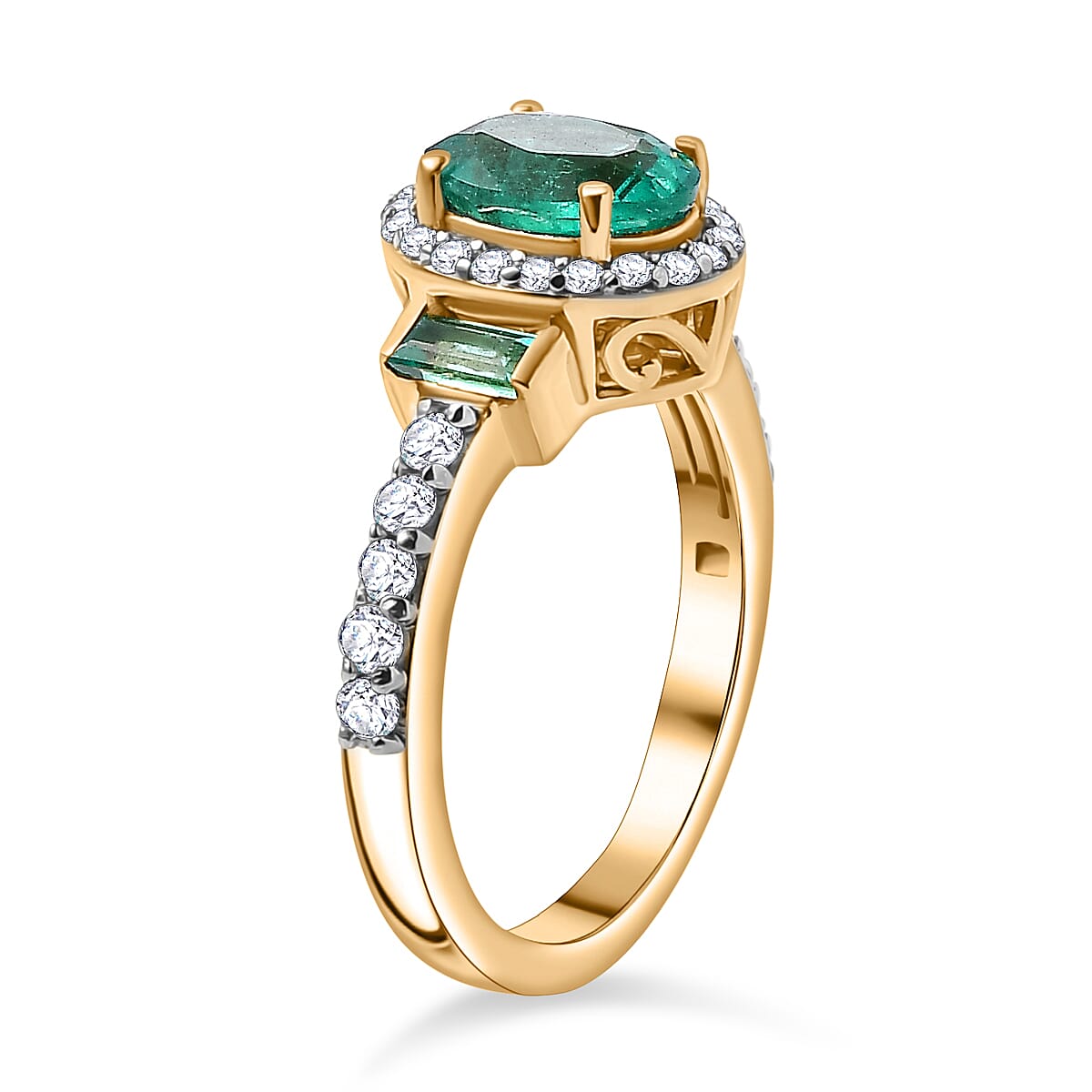 18K VERMEIL YELLOW GOLD PLATED Zambian Emerald                        OVAL Ring Ct 2.05.