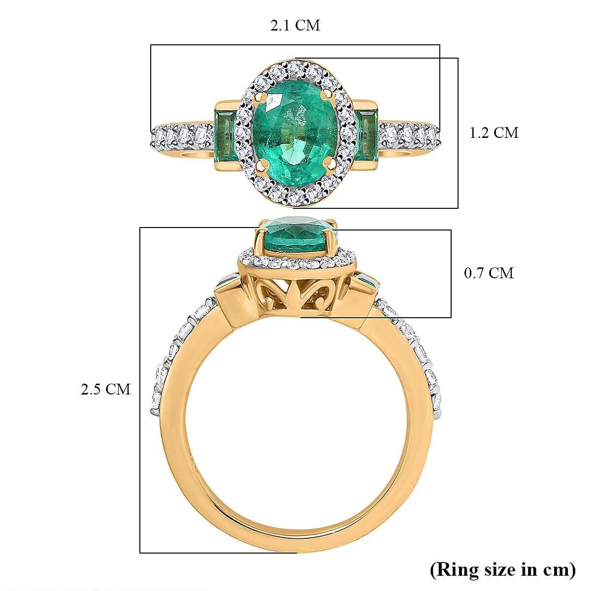 18K VERMEIL YELLOW GOLD PLATED Zambian Emerald                        OVAL Ring Ct 2.05.