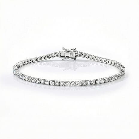 BLACK FRIDAY DOORBUSTER - Moissanite Tennis Bracelet (Size - 8) with GB Lock Box in Rhodium Overlay Sterling Silver 5.80 Ct, Silver Wt. 10.62 Gms.
