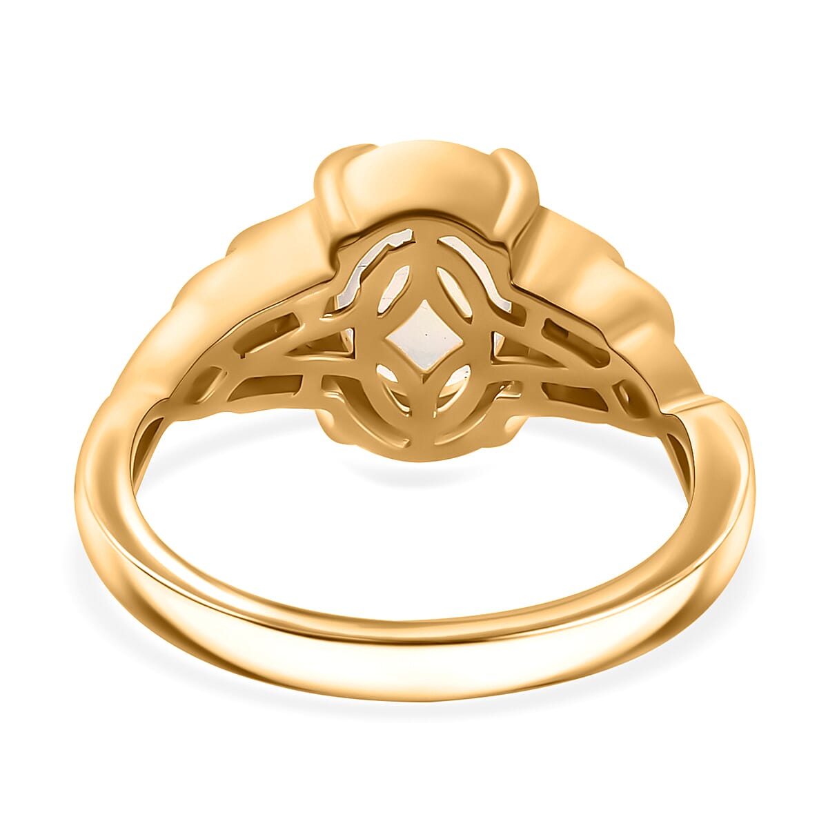 Ethiopian Opal ,  White Zircon  Main Stone With Side Stone Ring in 18K YG Vermeil Sterling Silver 1.40 ct  1.230  Ct.