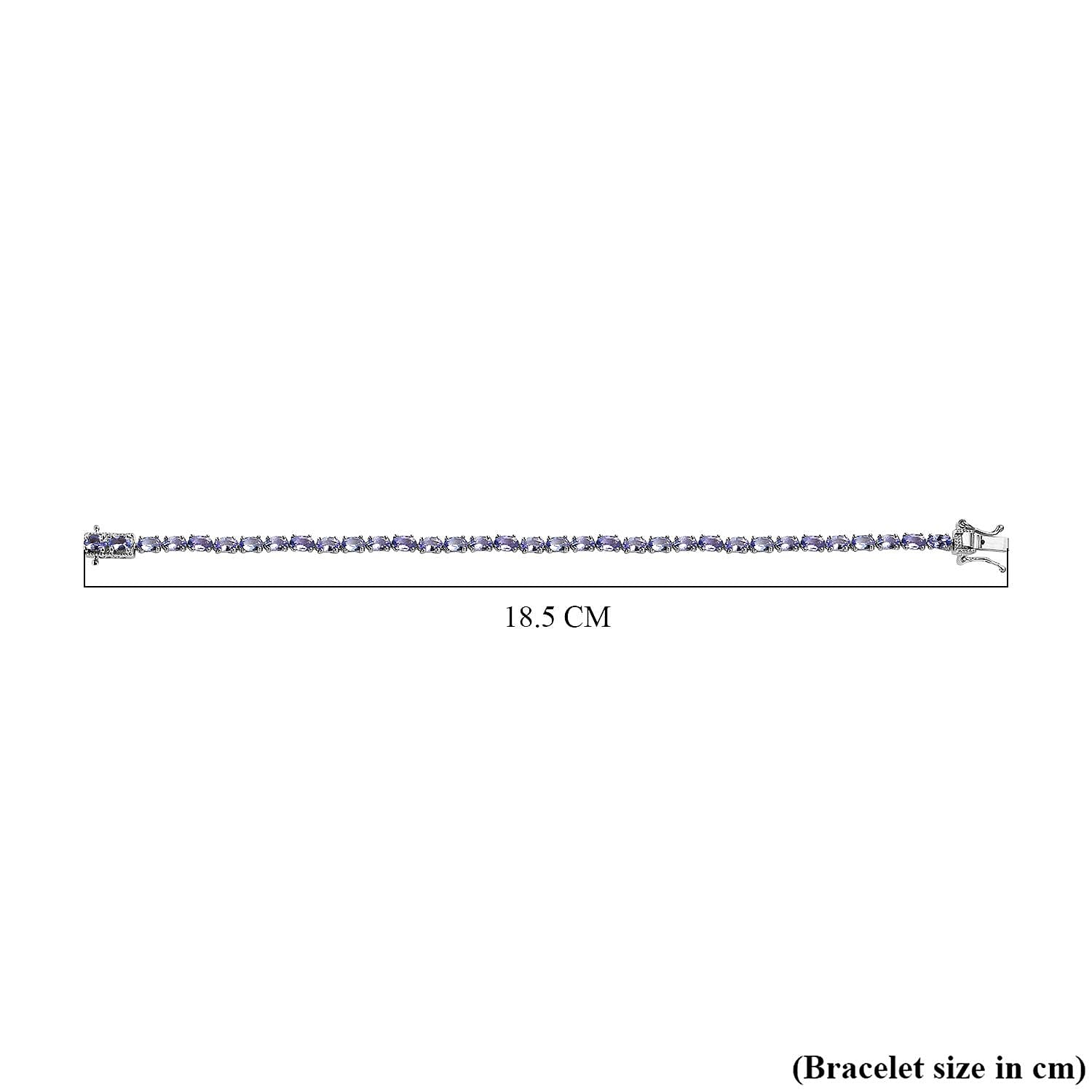 Tanzanite Bracelet with GB Lock Box (Size - 8) in Rhodium Overlay Sterling Silver 7.70 Ct, Silver Wt. 7.80 Gms.