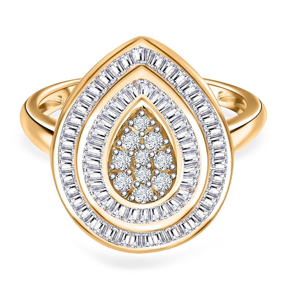 One Time Deal- 9K Yellow Gold Natural Diamond Ring 1.00 ct,  Gold Wt. 3.20 Gms
