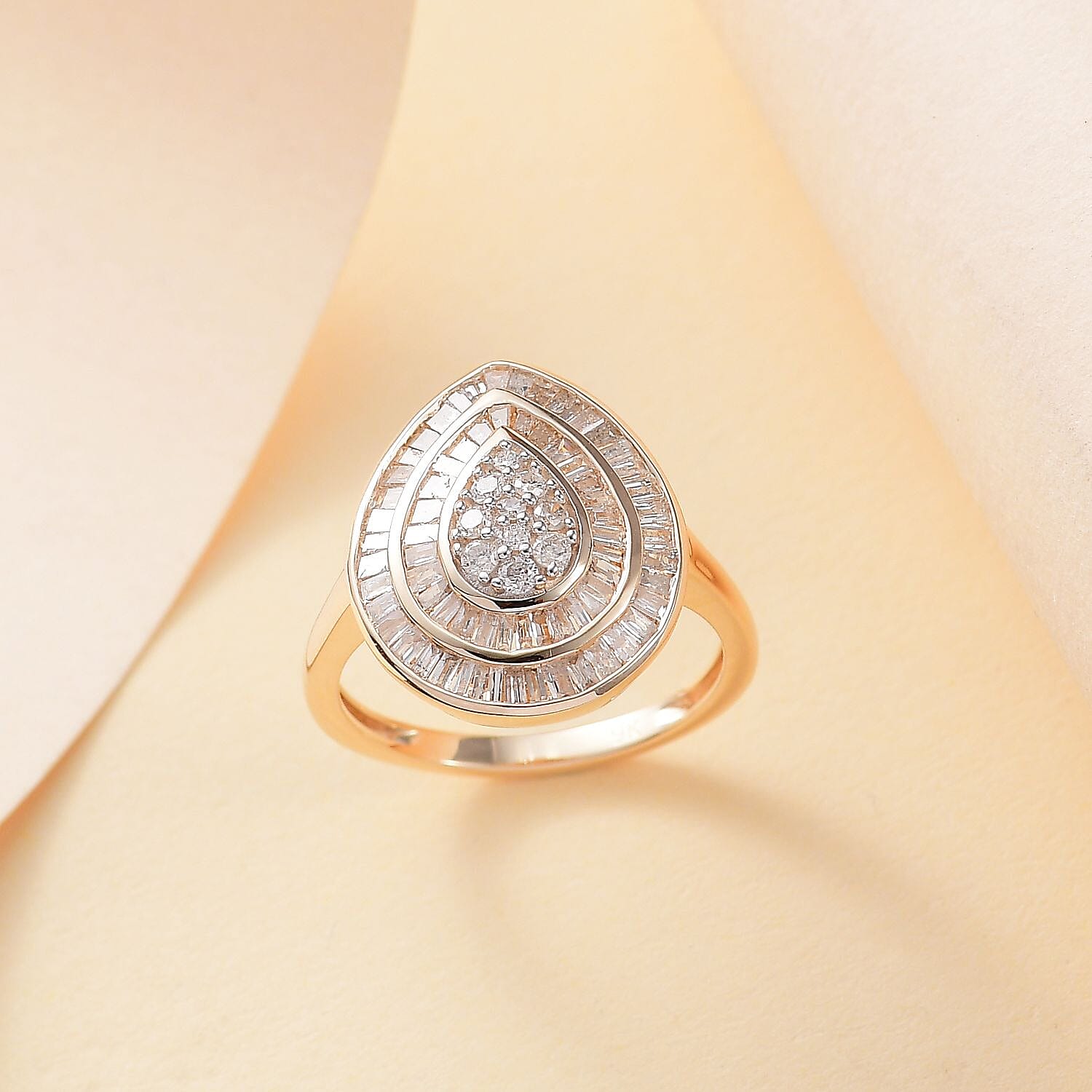 One Time Deal- 9K Yellow Gold Natural Diamond Ring 1.00 ct,  Gold Wt. 3.20 Gms