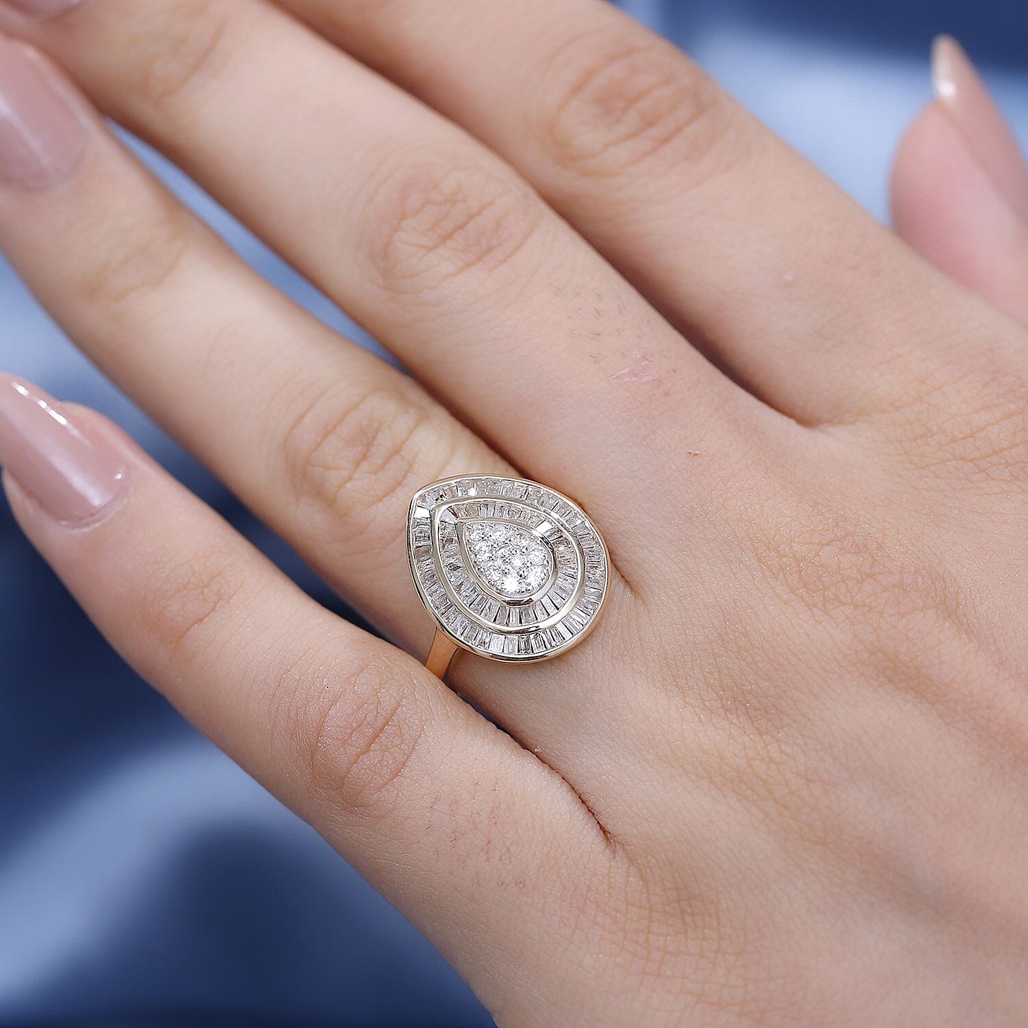 One Time Deal- 9K Yellow Gold Natural Diamond Ring 1.00 ct,  Gold Wt. 3.20 Gms