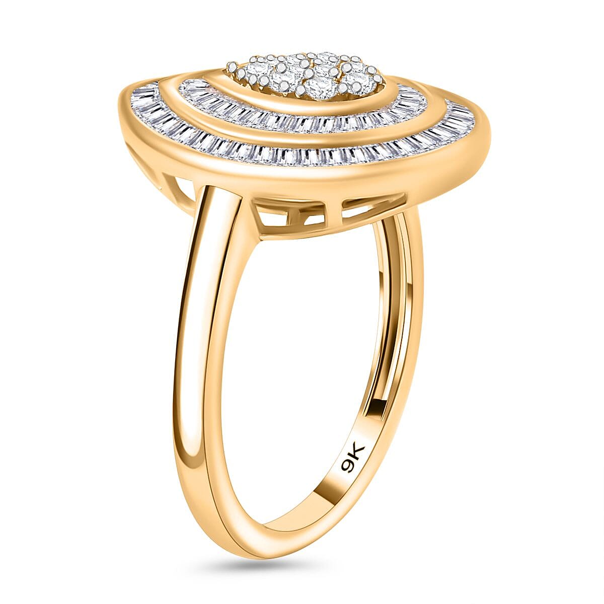 One Time Deal- 9K Yellow Gold Natural Diamond Ring 1.00 ct,  Gold Wt. 3.20 Gms