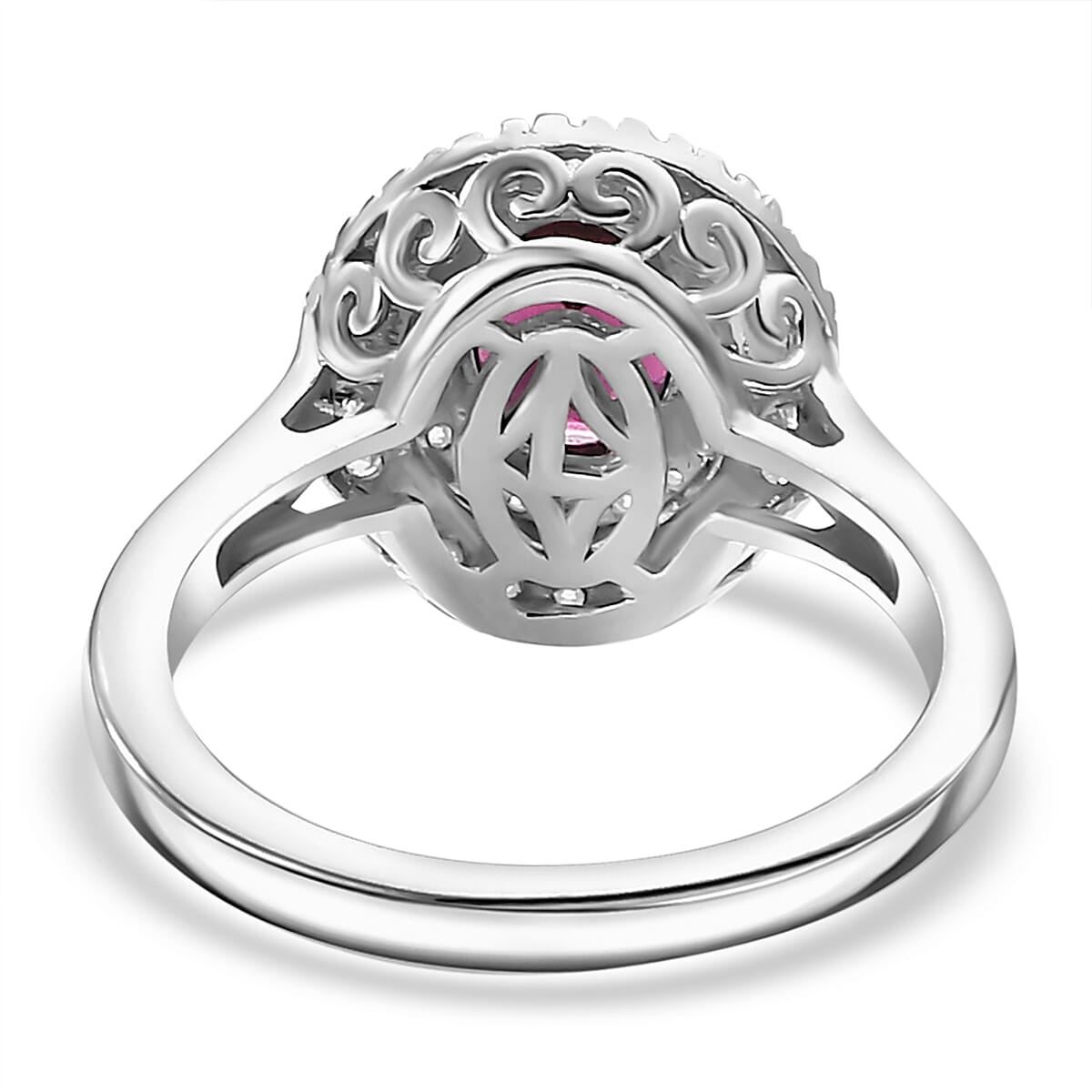 Rare Find - D'Joy Natural Ember Garnet & Moissanite Ring in Rhodium Overlay Sterling Silver 1.90 Ct.